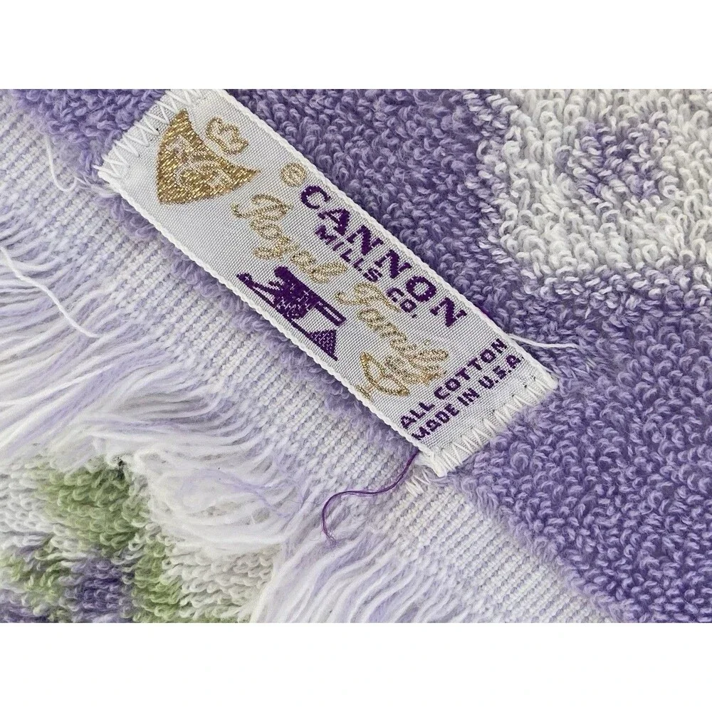 VTG 70s Floral Bath Towel Set Cannon Fieldcrest Dundee USA Cotton Fringe MCM